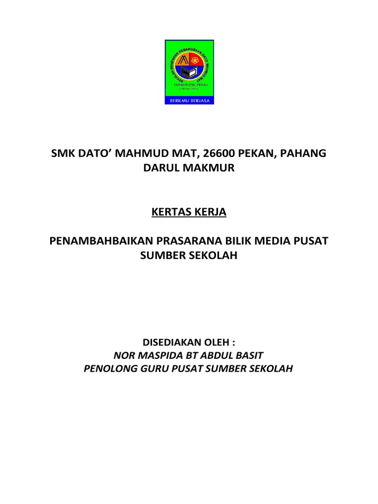 Penambahbaikan Bilik Media SMK Dato' Mahmud | PDF