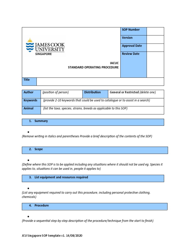 Standard Operating Procedure Template 04 | PDF | Safety | Risk
