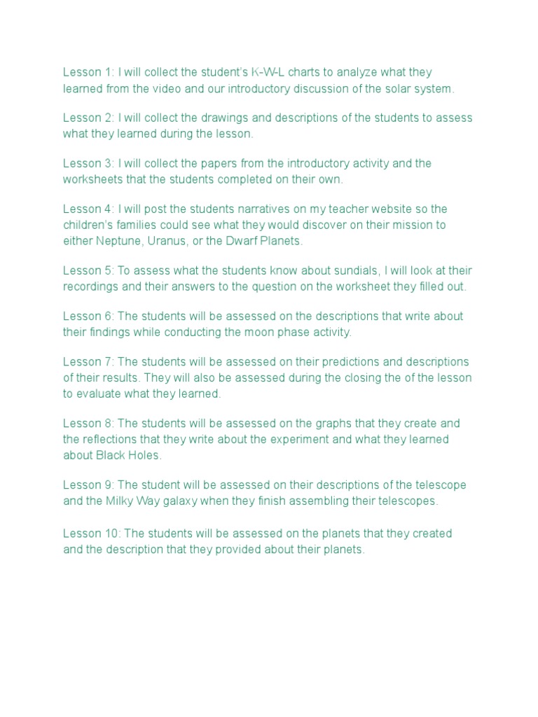 Solar System Assessment Framework Pdf