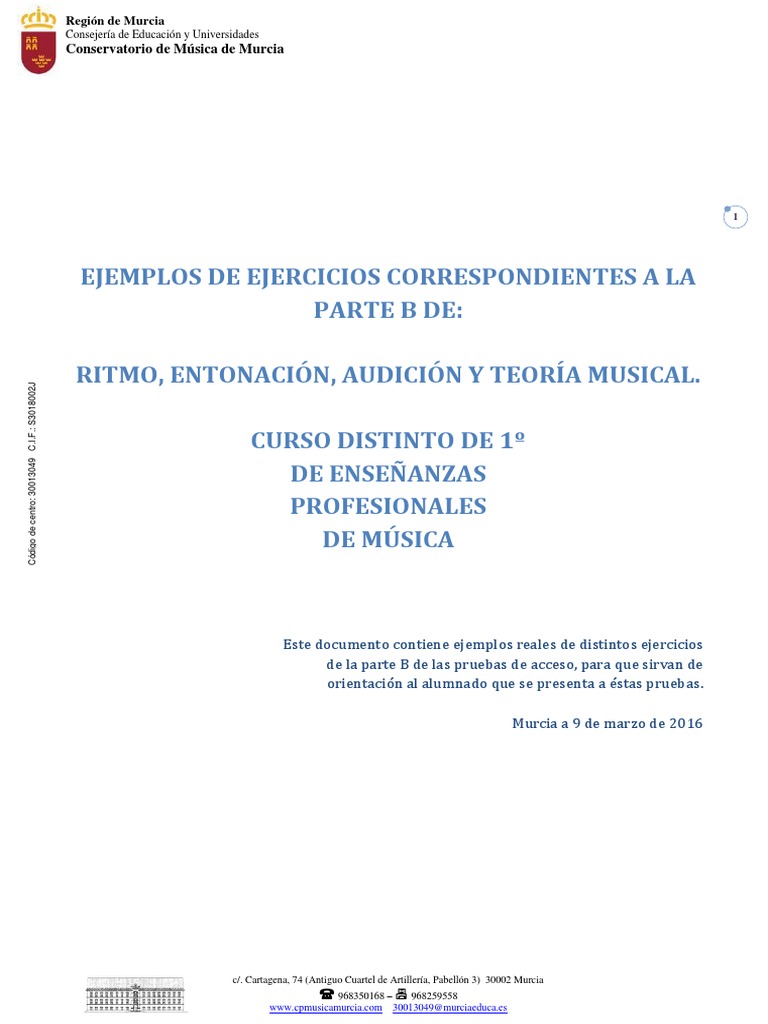 Ejercicios para Pruebas de Acceso al Conservatorio | PDF | Educación