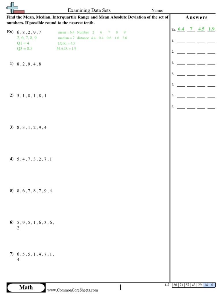 Five Number Summary Worksheet Answer Key