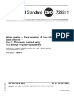 ISO 7393-1 (1985) Water Quality - Determination of Free Chlorine and Total Chlorine - Part 1 Titrimetric Method Using N, N-Diethyl-1,4-Phenylenediamine