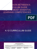 Comparison Between K-12 Curriculum Guide and K-12 Most Essential Learning Competencies