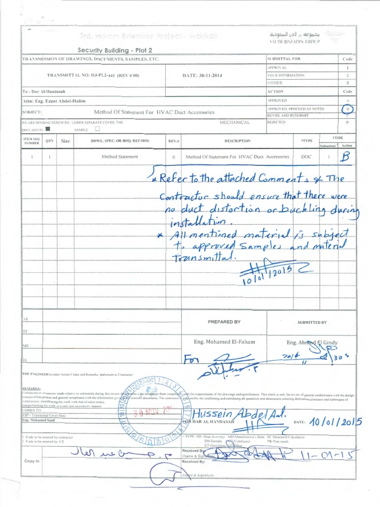 Method Statement for HVAC Duct Installation | PDF | Duct (Flow) | Sheet ...