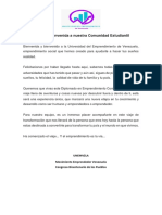 Carta de Bienvenida A Nuestra Comunidad Estudiantil