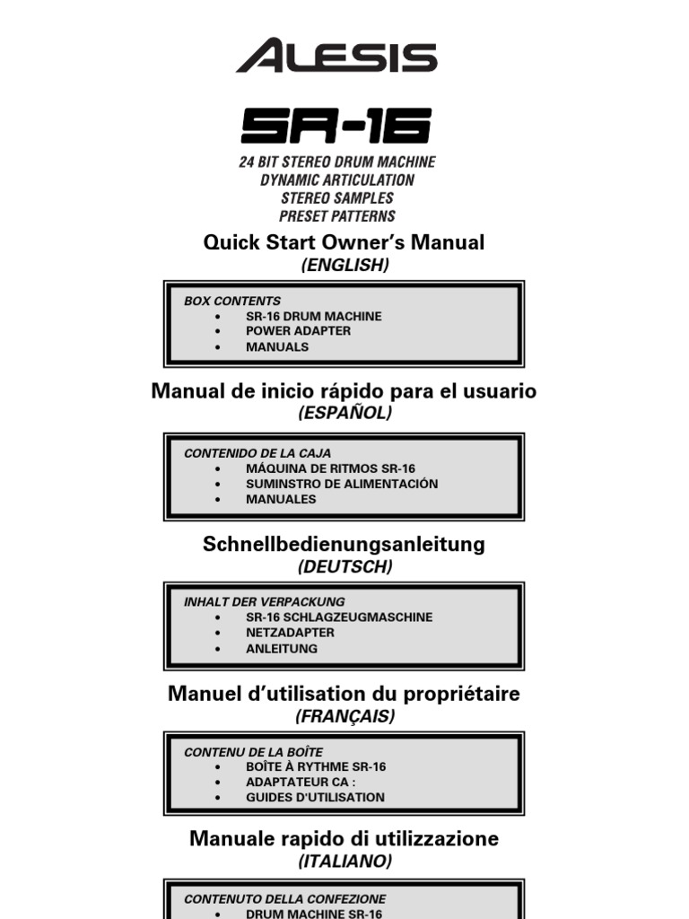 Manual Sr 16 Alesis | Musical Forms | Music Technology