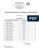 School-Based Inset in Different Deped Orders: Attendance Name of Teacher/Participant Position Signature