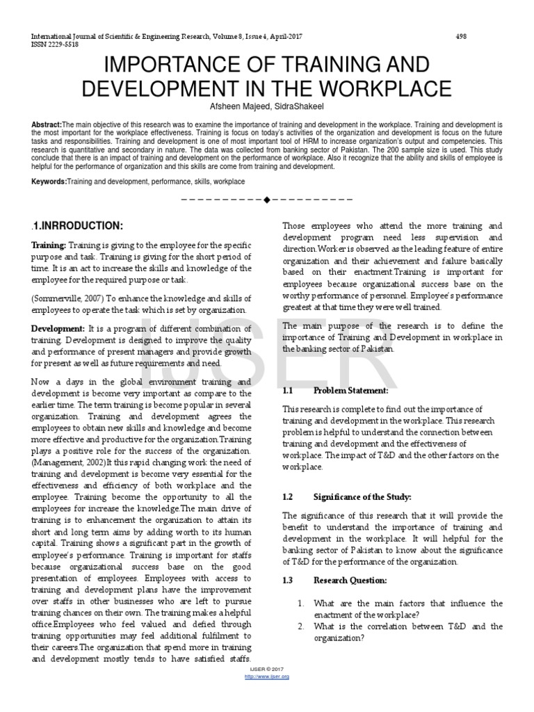 Importance of Training and Development in The Workplace | PDF ...
