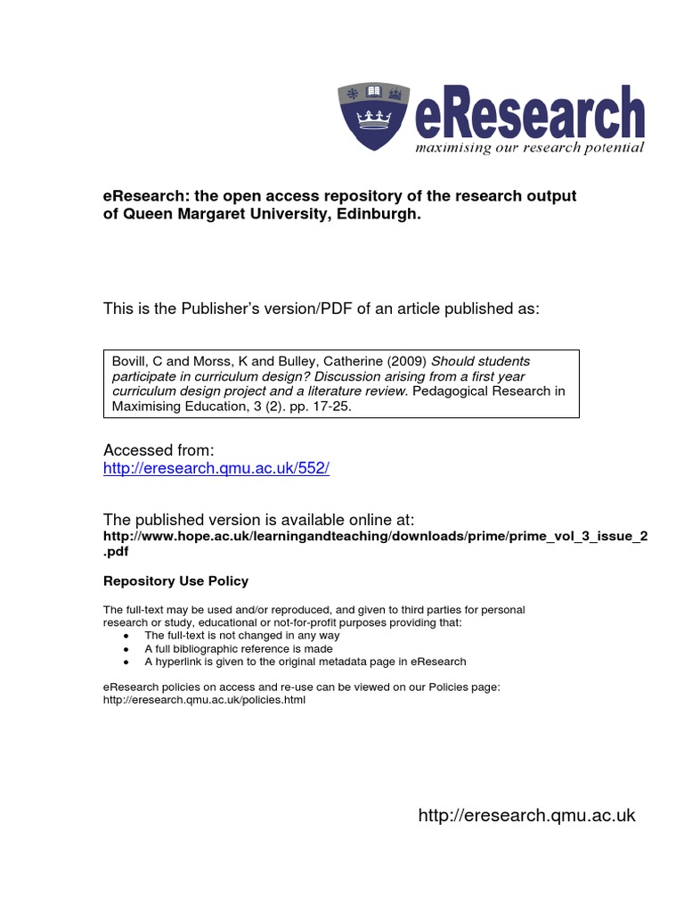 Eresearch: The Open Access Repository of The Research Output of Queen ...