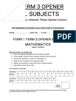 Form 1 Term 3 Opener