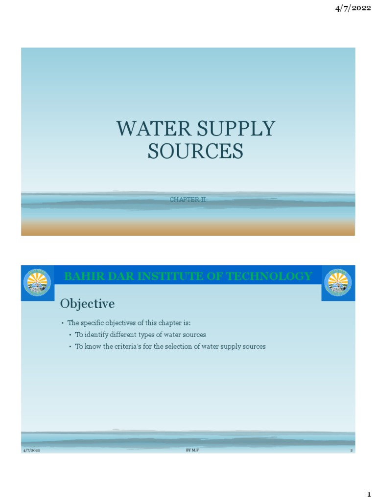 Water Supply Sources Objective PDF Groundwater Reservoir