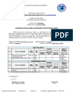 Learning-From-Home Assessment Monitoring Form: Bukidnon State University