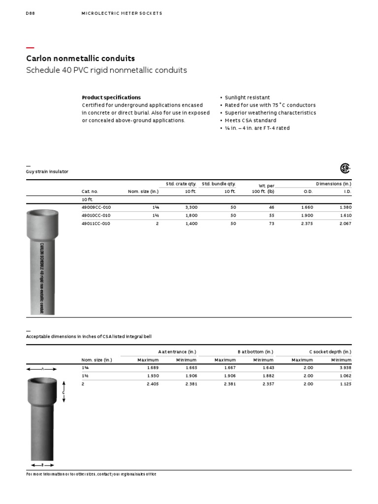 Schedule 40 PVC Rigid Nonmetallic Conduits Descargar gratis PDF