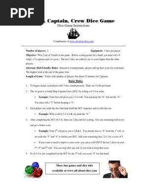 Printable Instructions Ship Captain Crew
