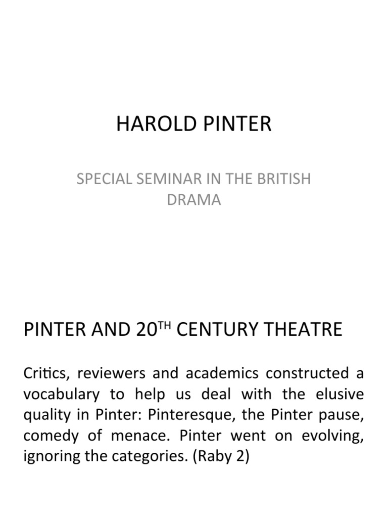 Harold Pinter: Special Seminar in The British Drama | PDF