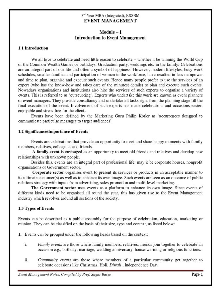 Event management module i introduction to event management pdf