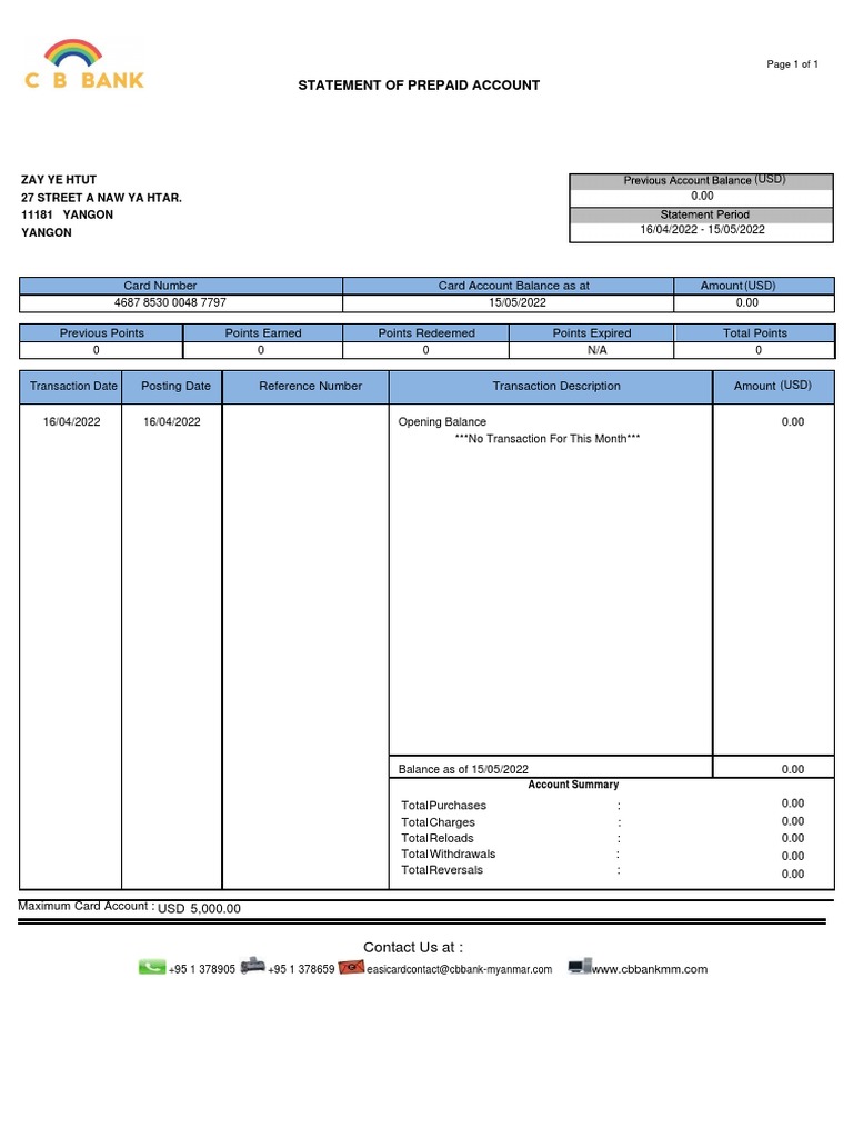 Prepaid Account Statement Summary | PDF | Financial Services | Payments