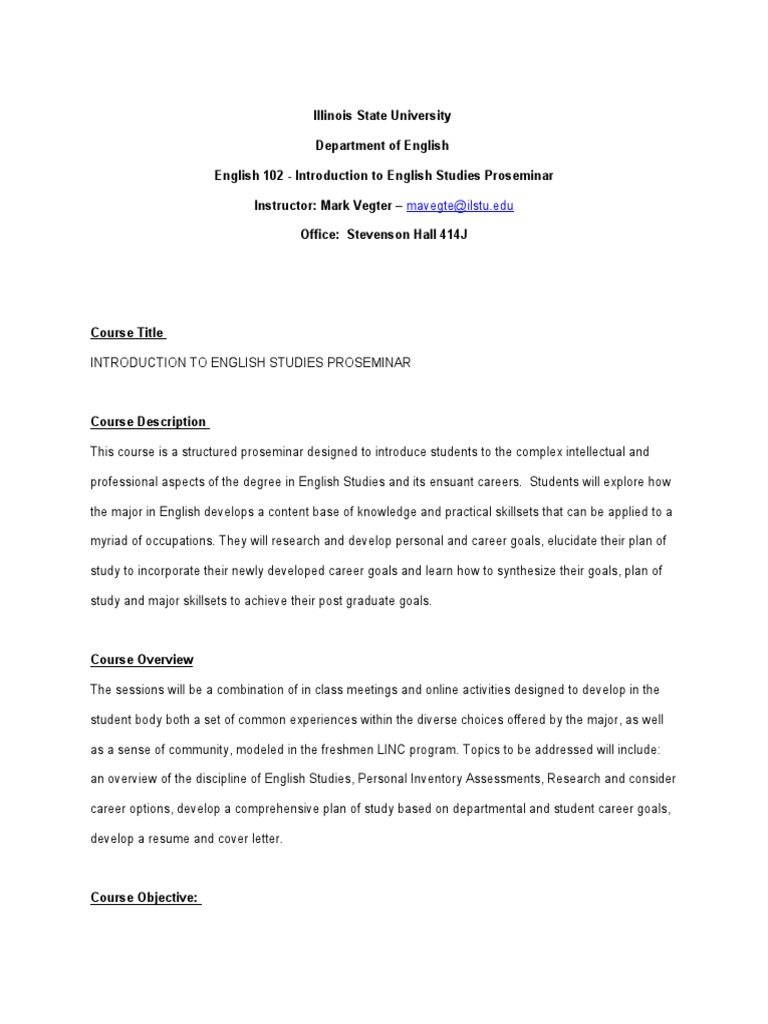 English 102 Mini Syllabus | PDF