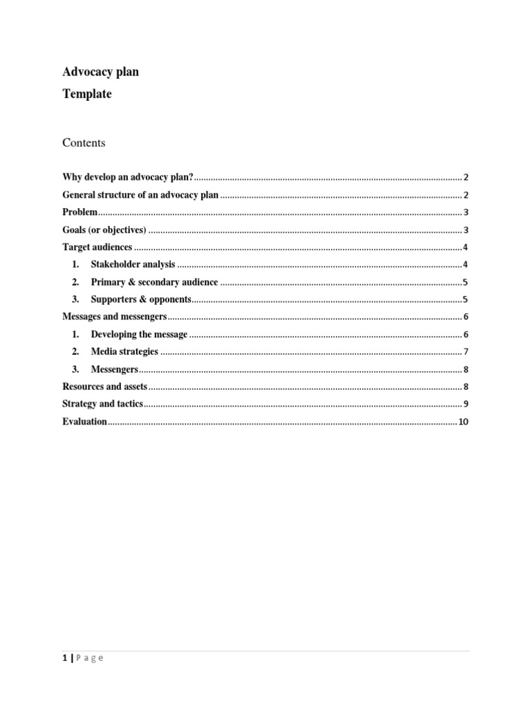 Advocacy Plan | PDF | Goal | Stakeholder (Corporate)
