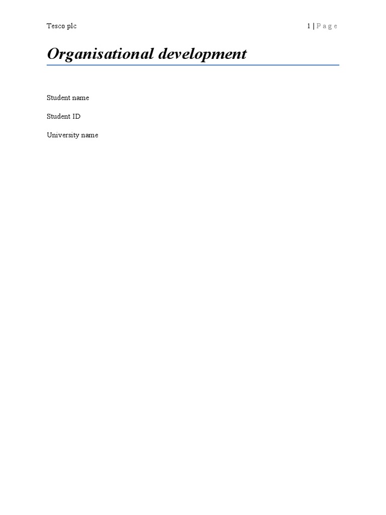 Organisational Development Tesco PLC 1 PDF Organization