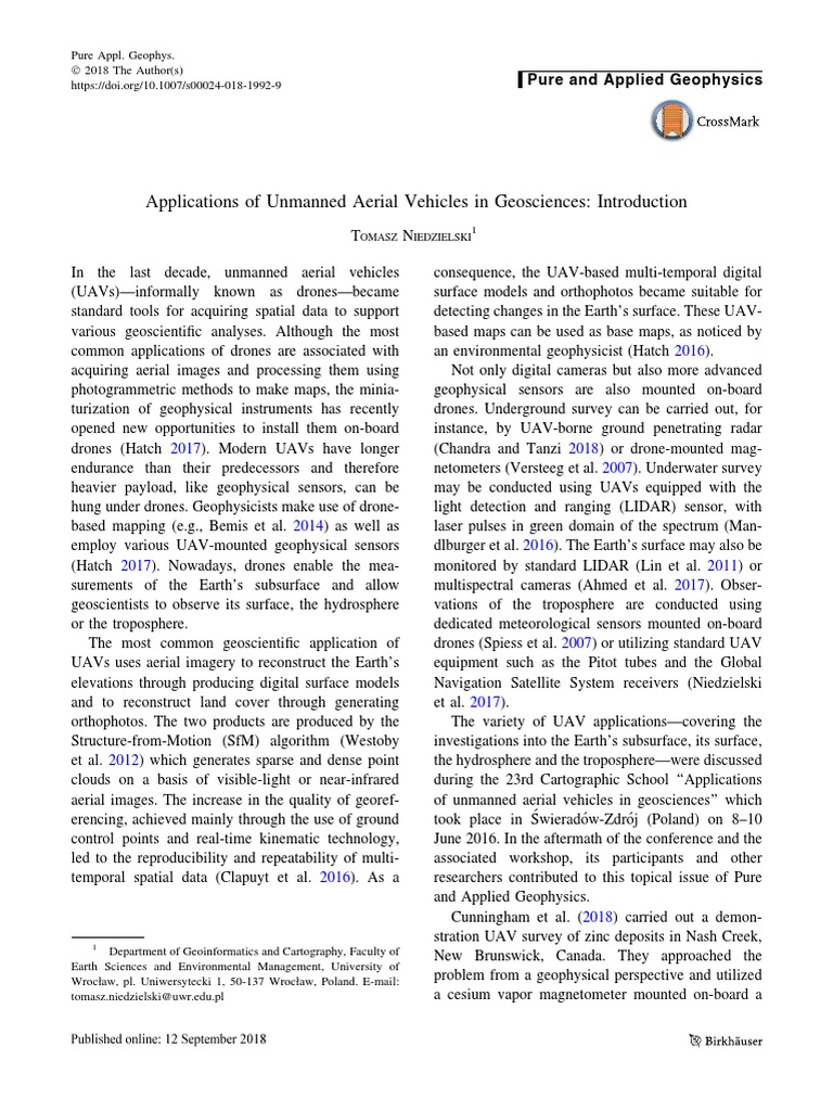 UAV Applications in Geosciences | PDF | Unmanned Aerial Vehicle | Lidar