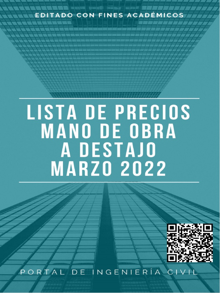 Lista de Precios Mano Obra A Destajo Marzo 2022 PDF