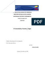 Conocimiento Posicion y Origen Metodologia de La Investigacion I