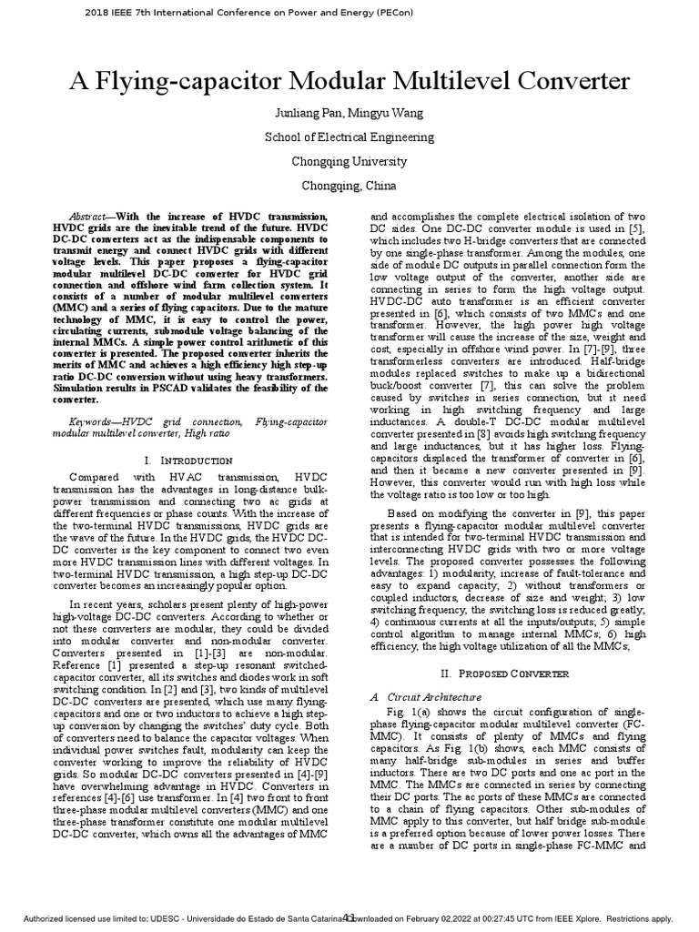 Flying-Capacitor Modular Multilevel Converter | PDF | High Voltage ...
