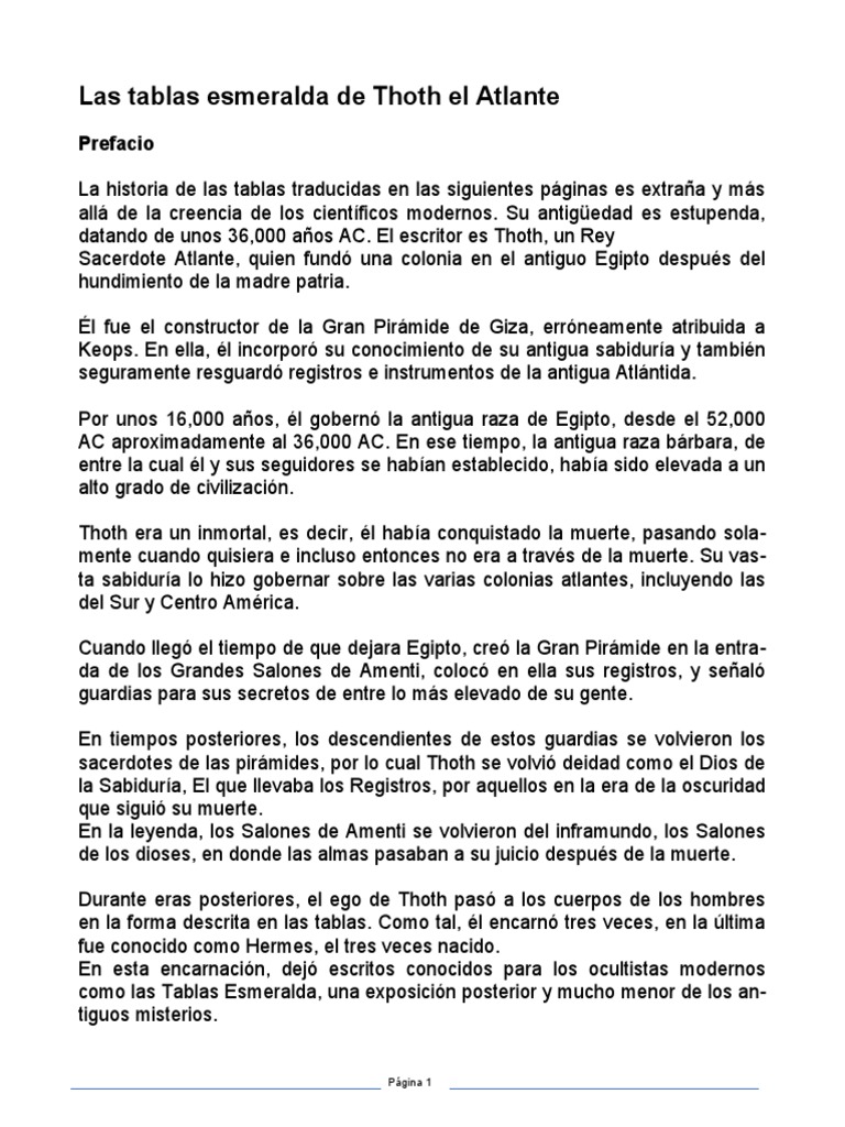 Las Tablas Esmeralda de Thoth El Atlante PDF Verdad Civilización maya