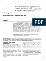 Applying Systemic Functional Linguistics To Conversations With Dementia: The Linguistic Construction of Relationships Between Participants