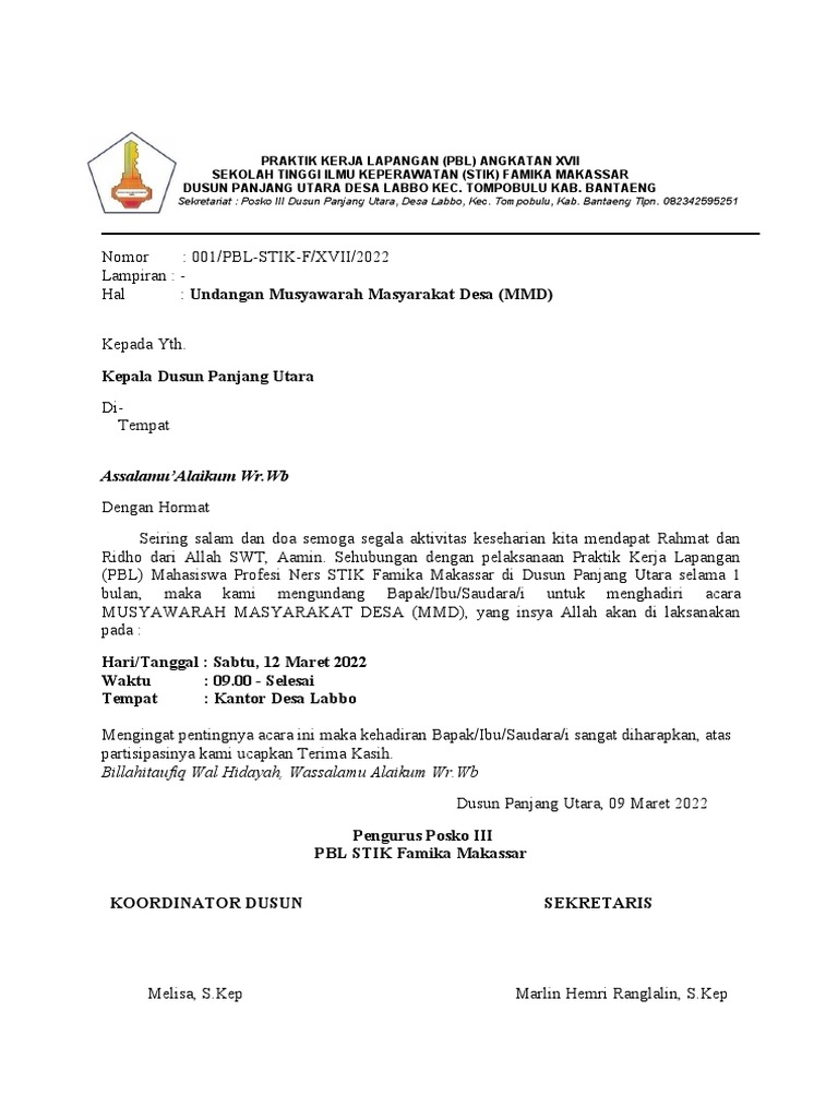 SURAT UNDANGAN MMD POSKO III-dikonversi | PDF