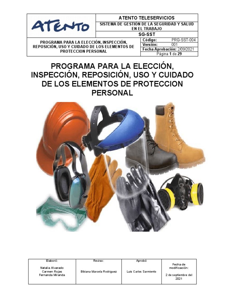 Programa de EPP en ATENTO Teleservicios | PDF | Amianto | Seguridad y ...