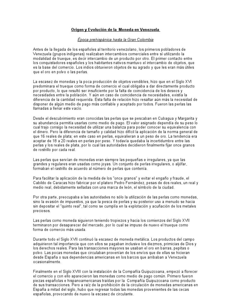 Evolución de la Moneda en Venezuela | PDF | Monedas | Venezuela