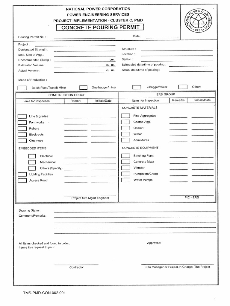 Concrete Pouring Permit PDF