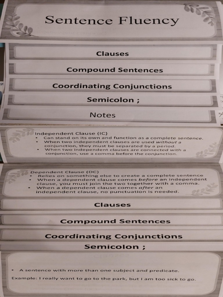 Sentence Fluency Flipbook | PDF
