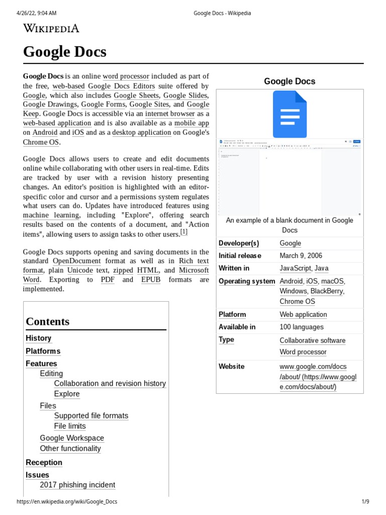 Google Docs: Google Docs Is An Online Word Processor Included As Part ...