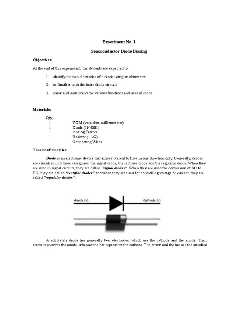 1mechanical Experiment Semiconductor Diode Biasing Practical | PDF ...