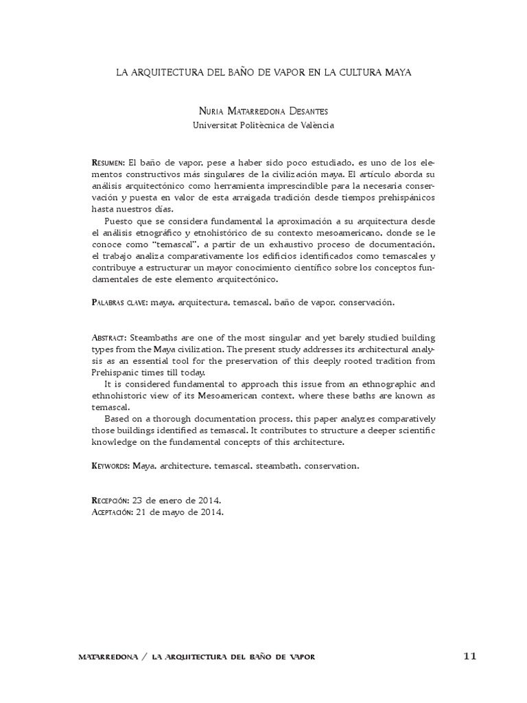Arquitectura del Temascal Maya | PDF | Agua | Baños