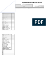 Input Data Sheet For E-Class Record: Region Division School Name School Id