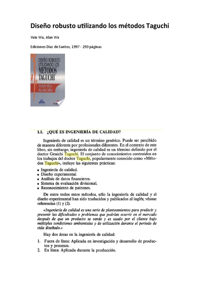 Diseño Robusto con Métodos Taguchi | PDF