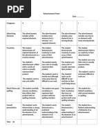 advertisement poster rubric