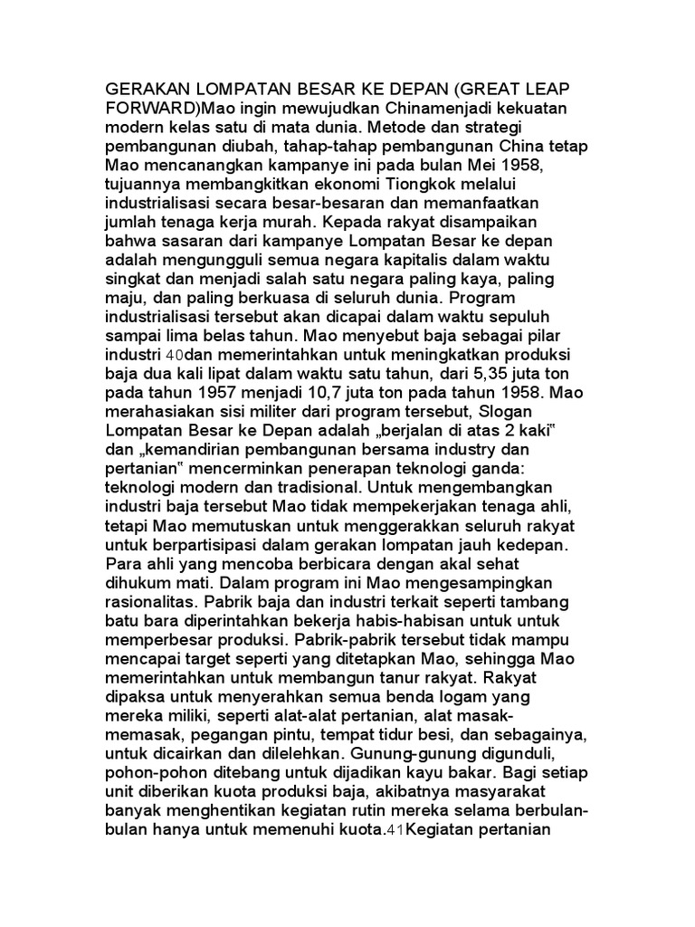 Kegagalan Gerakan Lompatan Besar ke Depan | PDF | Pengelolaan Keuangan ...