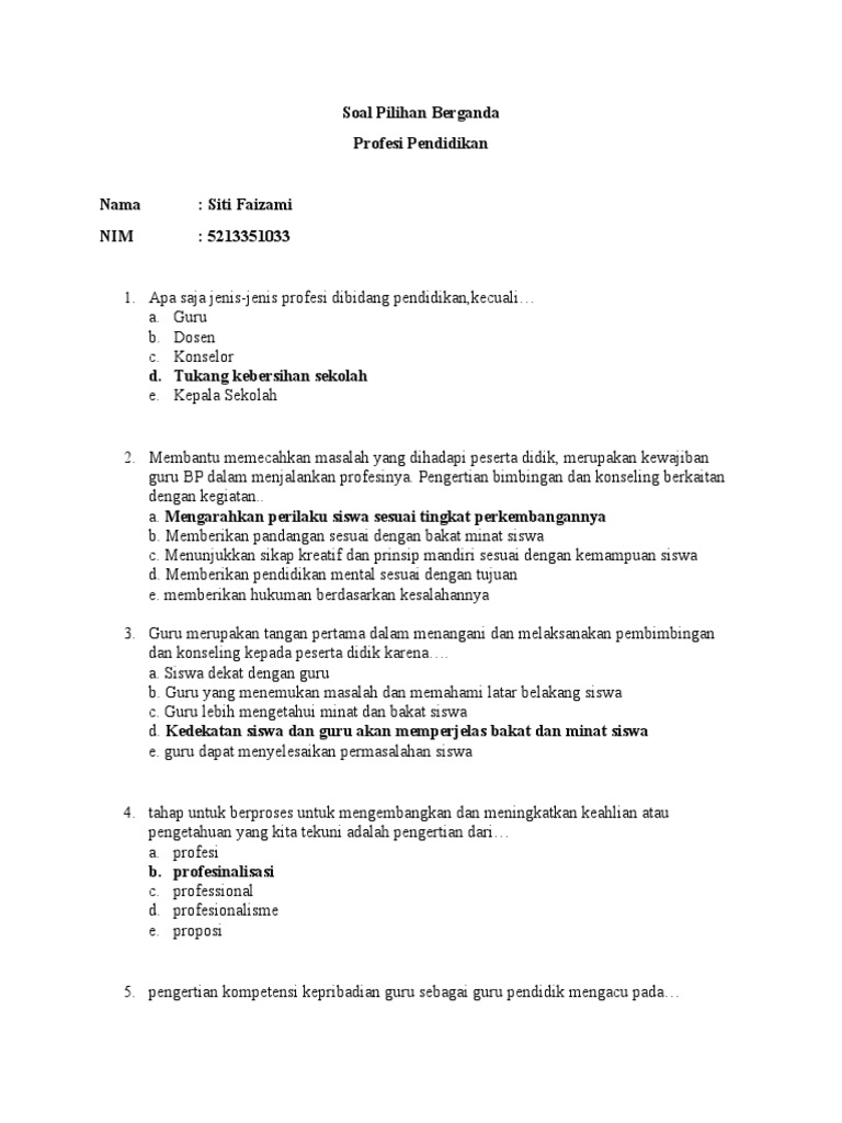 Soal pilihan berganda pdf