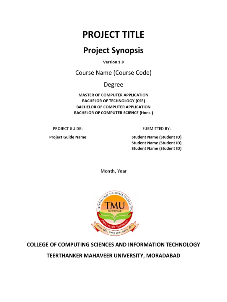 Project Synopsis for TMU Computer Work | PDF | Programmer | Software ...