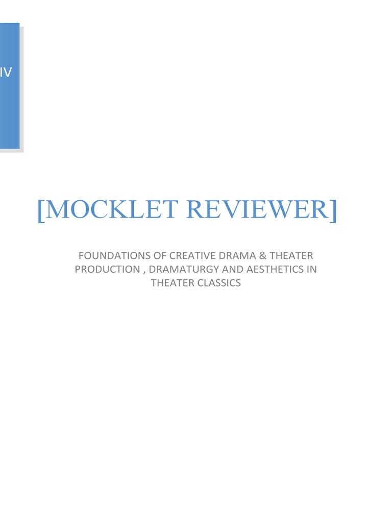 (Mocklet Reviewer) Foundations of Creative Drama & Theater Production, Dramaturgy and