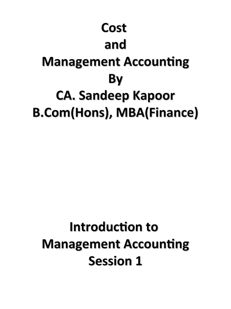Cost and Management Accounting by CA. Sandeep Kapoor PDF Management