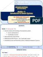 Module - 1 Introduction To Sensor Systems: Dr. Subhasish Mahapatra