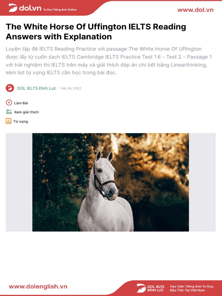 The White Horse of Uffington IELTS Reading Answers With Explanation PDF