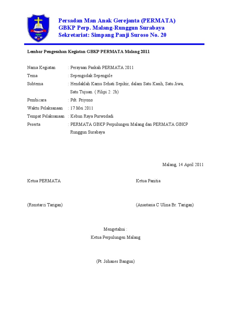 Proposal Paskah Padang 2011