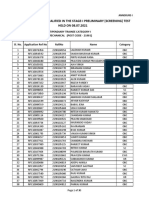 List of Candidates Qualified in The Stage-I Preliminary (Screening) Test HELD ON 08.07.2021